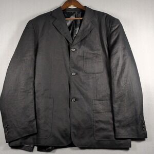 Report Collection Linen Blazer 44R Black 3 Button Jacket Sport Coat